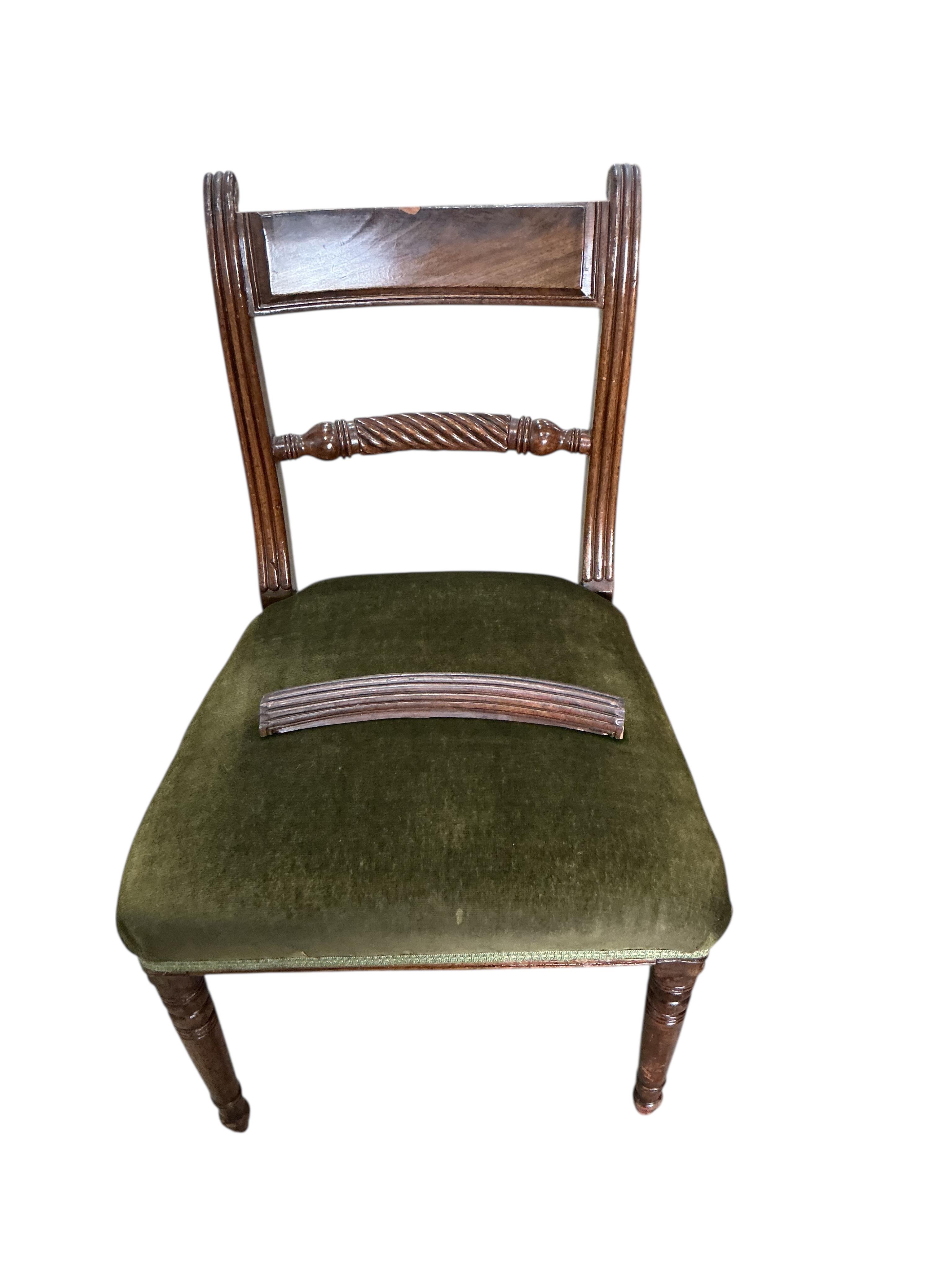 A set of four Regency style mahogany dining chairs, a.f.